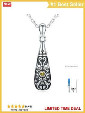 925 Sterling Silver Teardrop Urn Pendant Necklace 18 in Memorial Keepsake